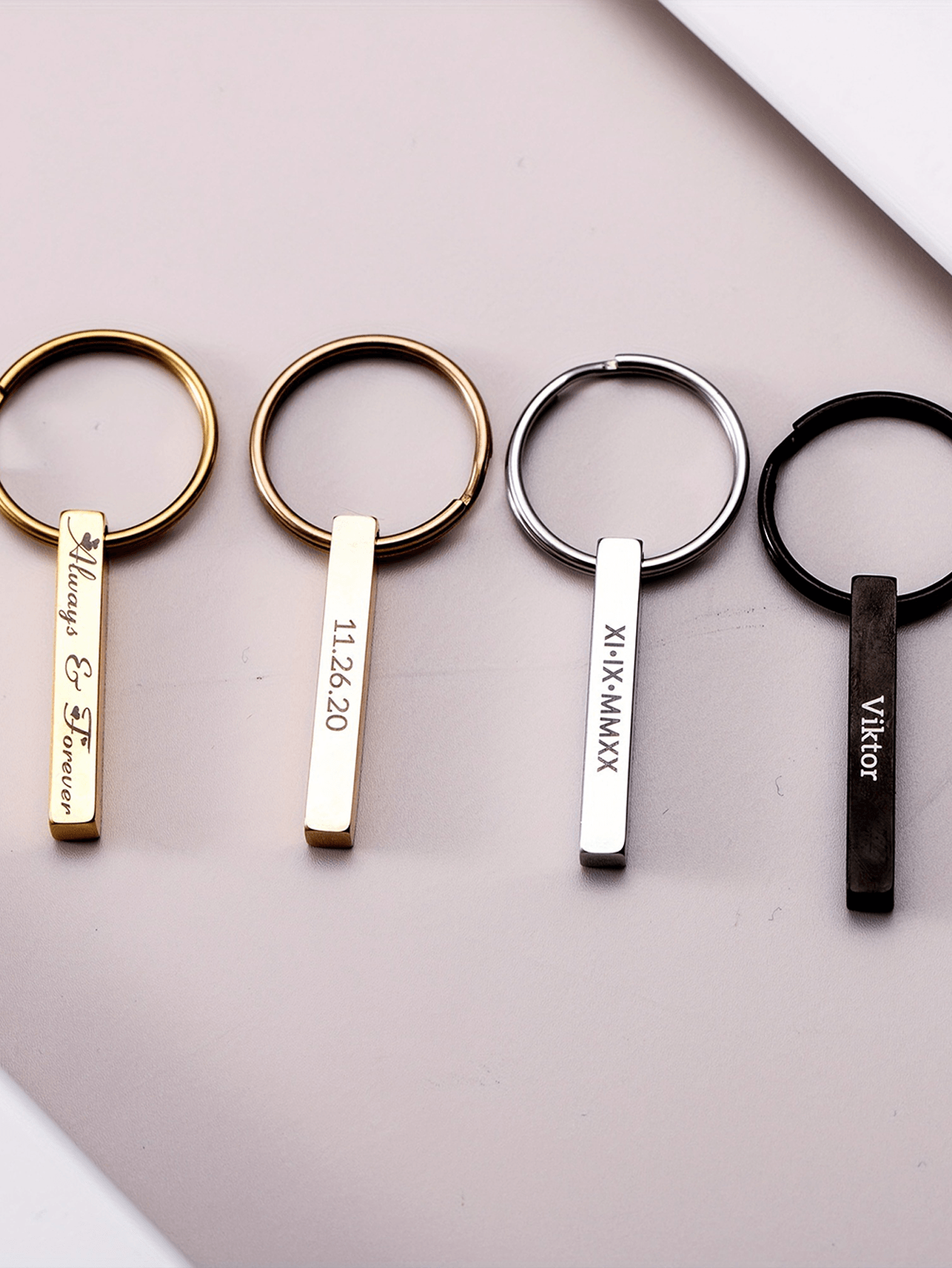 Personalized Text Square Pillar Keychain
